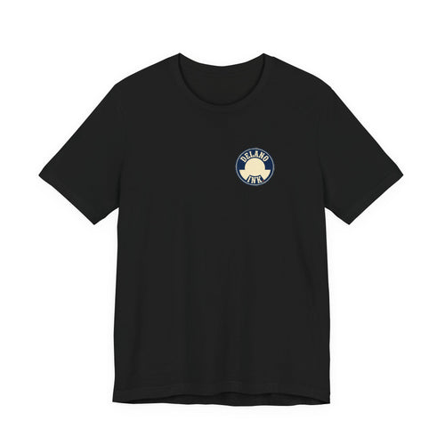 Front of shirt - small Delano Ink logo on the chest