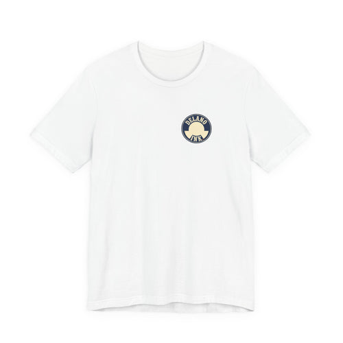 Front of shirt - small Delano Ink logo on the chest